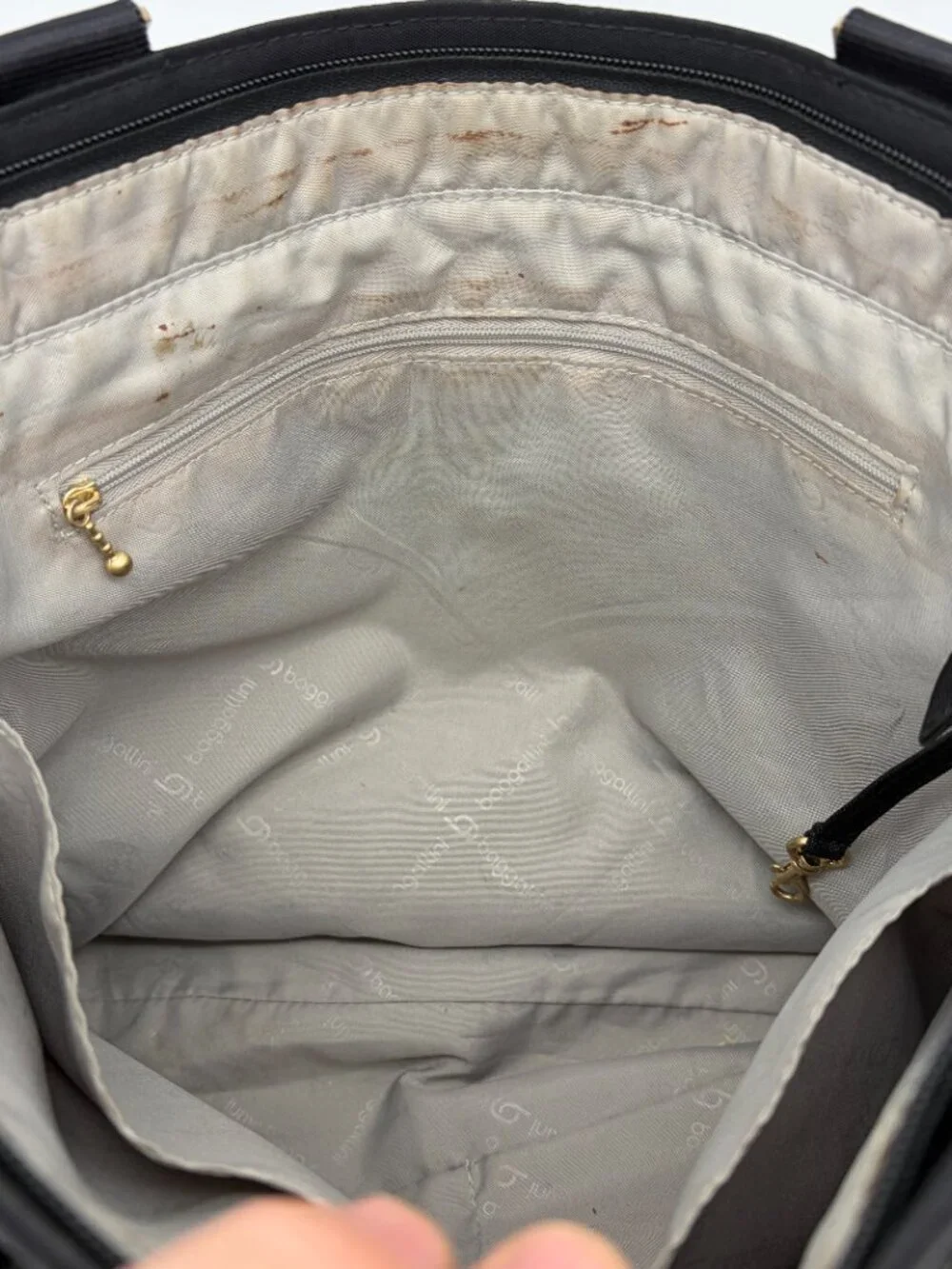 Baggallini San Marino Satchel Black Nylon Travel Tote Bag Gold Hardware Turnlock